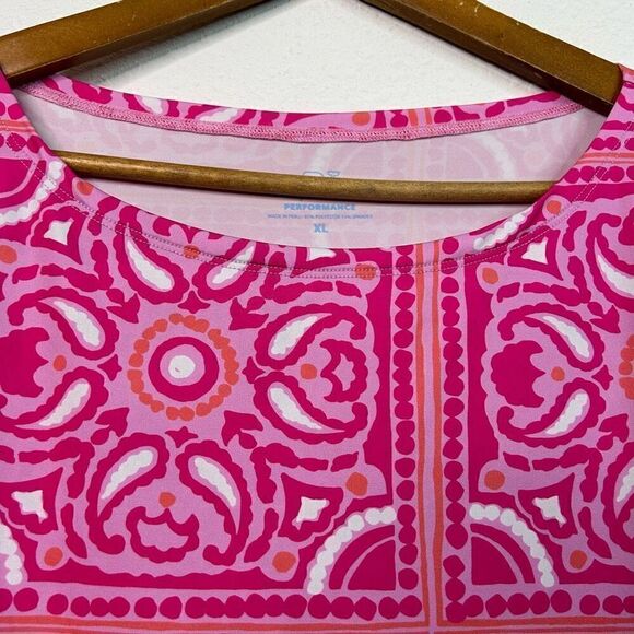Vineyard Vines Performance Pink Paisley Long Sleeve Geometric Active Top Size XL - Picture 5 of 11